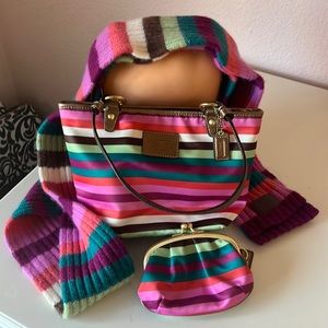 Coach purse with matching scarf and coin purse